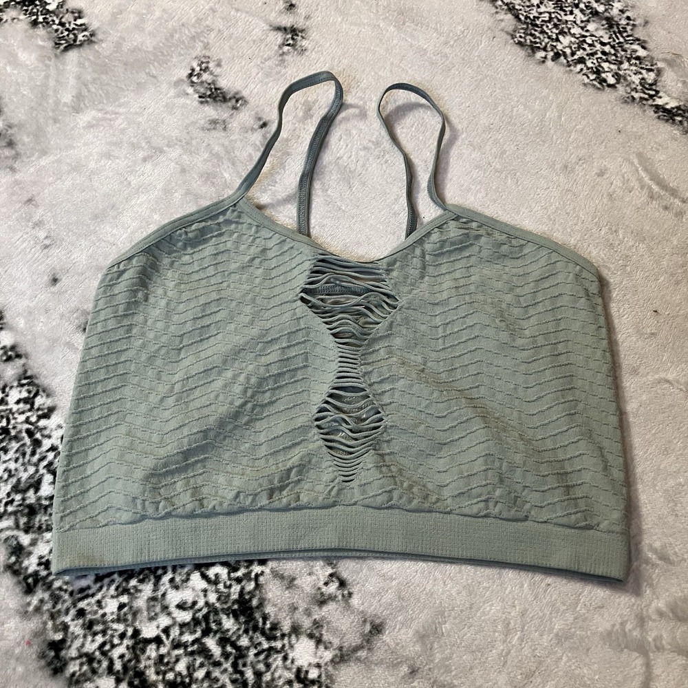 Buckle BKE Laser Cut Bralette Womens Size XS S Wrought Iron‎ Textured Stretch